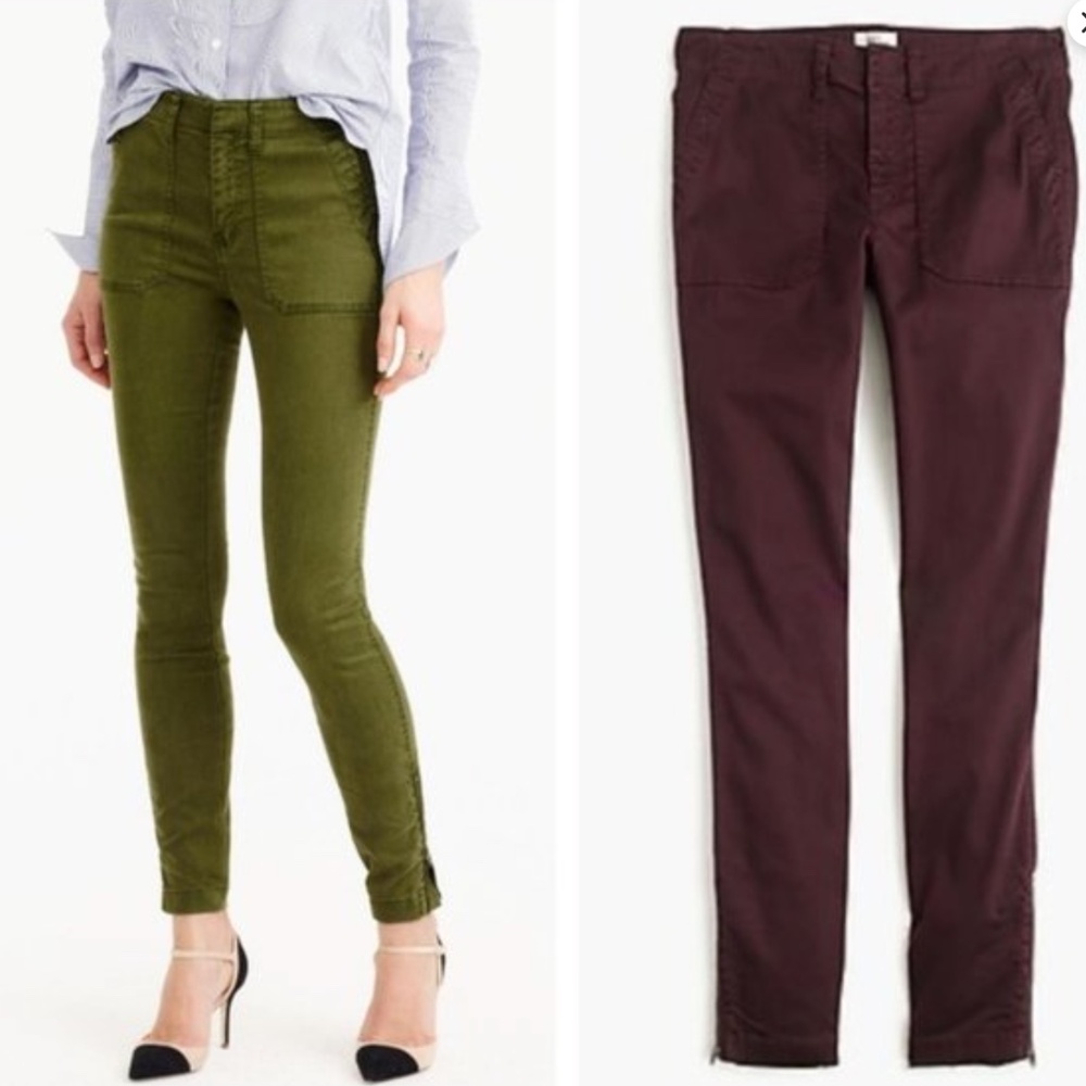 J. Crew Stretch Cargo Pants with Ankle Zippers 28P